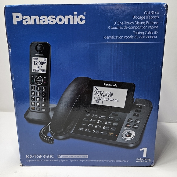 Panasonic Digital Corded/Cordless Answering System, 1 Handset, KX-TGF350C - Picture 1 of 3